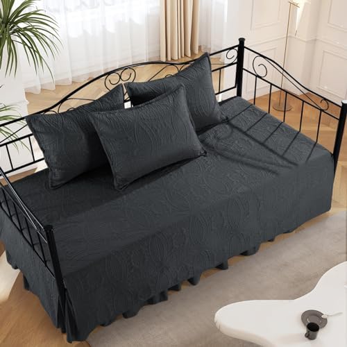 HOMBYS Daybed Set Twin Size with Coin Pattern 75x39 Dark Grey