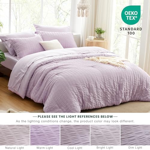 Loves Cabin Seersucker Lavender Comforter Set