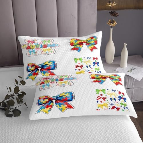 Erosebridal Rainbow 3D Bowknot Queen Coverlet Set