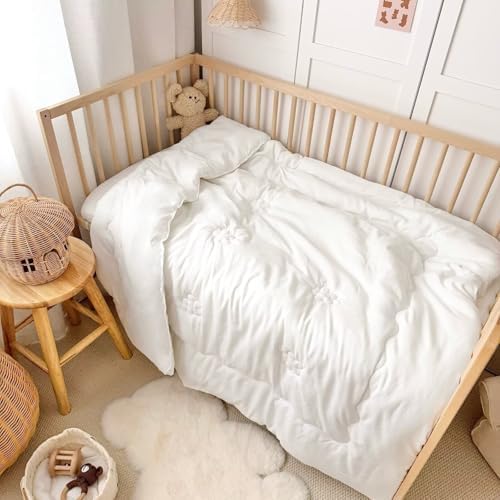BuLuTu White Cotton Microfiber Duvet Insert Toddler Size 47x59 Inch