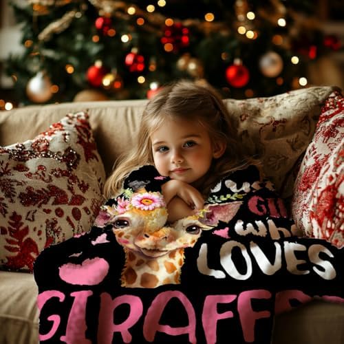 Just A Girl Who Loves Giraffes Throw Blanket