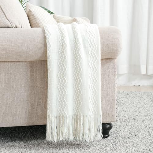 BOURINA Off White Throw Blanket 50 x 90 Inches