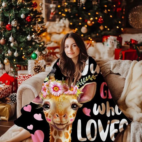 Just A Girl Who Loves Giraffes Throw Blanket