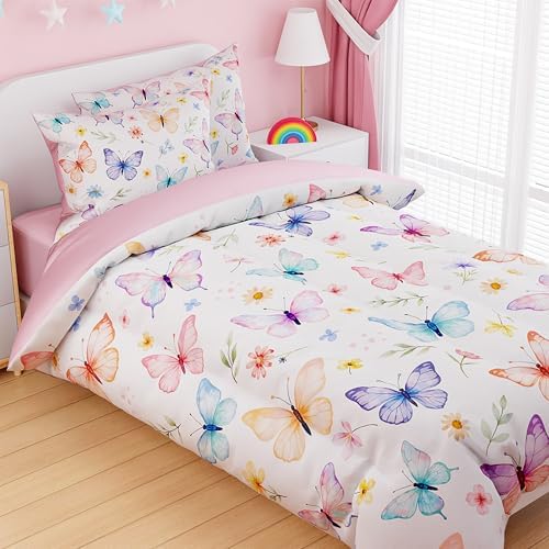 SANDJEST Butterfly Duvet Cover Set Twin Size