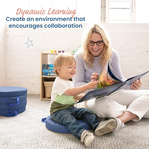 ECR4Kids SoftZone Floor Cushions 6-Piece Navy Set