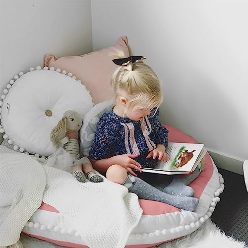 Kishome Large Round Floor Pillow for Kids 35 Inches Canopy Pink