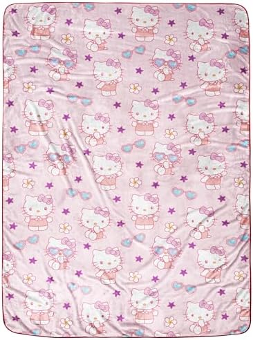 Jay Franco Hello Kitty Heart Sunglasses Throw Blanket - 60x90 Inches