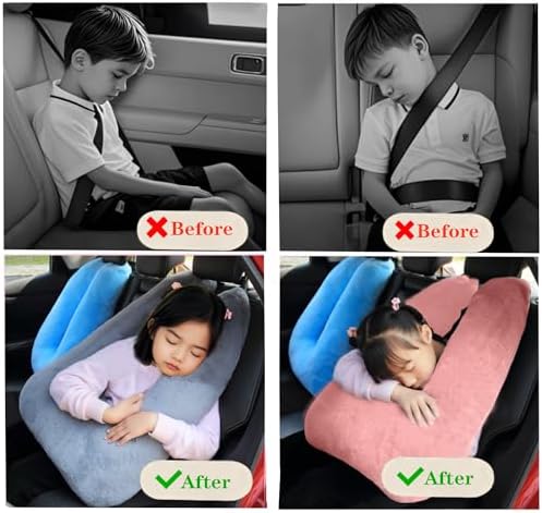 DCWINNES Kids Travel Pillow with Neck Support Pink 1