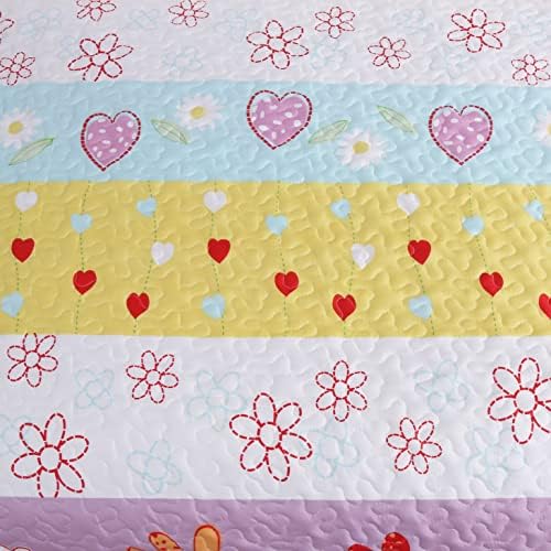 Cozy Line Home Fashions Floral Heart Print Reversible Quilt Set
