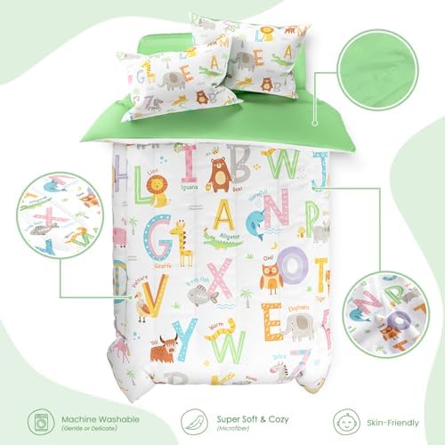SANDJEST Alphabet Duvet Cover Set Twin Size for Kids