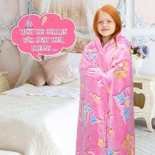 Princess Blanket for Girls - Glow in The Dark Pink Throw