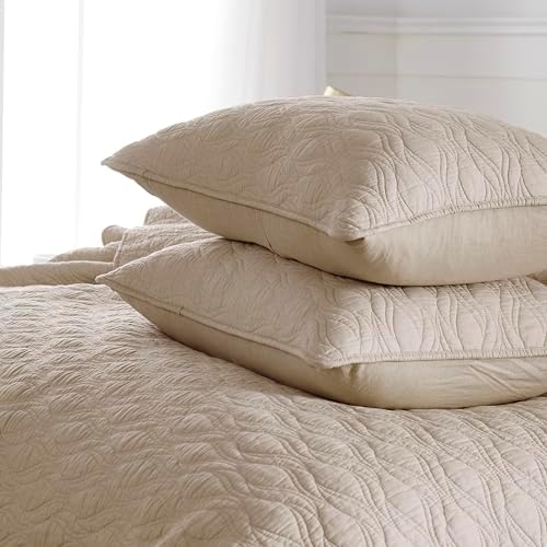 Palassio Dark Beige Cotton Quilt Queen Set with Pillow Shams