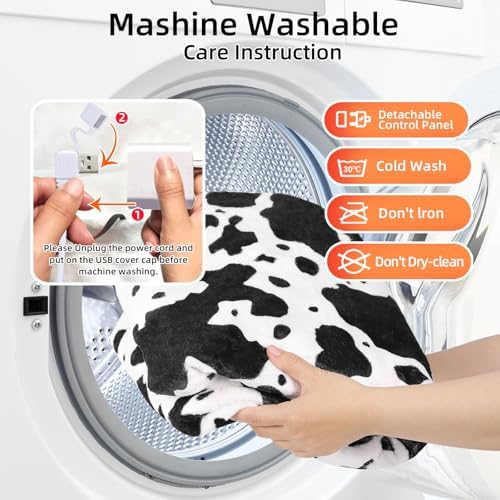 USB Heated Cow Throw Blanket 50x60 with 3 Heat Levels