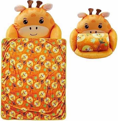 Unicorns Robots Boys Giraffe Lounge Pillow with Blanket