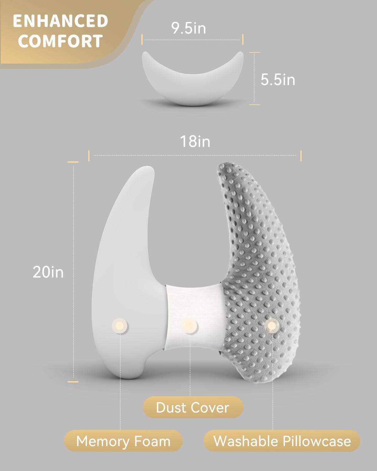 Memory Foam Kids Travel Pillow with Velvet Dots
