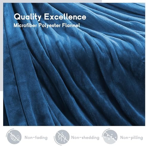 Minervada Electric Heated Blanket Twin 62x84 Flannel Warm Blue