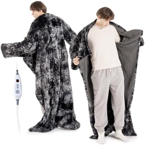 Bearhug Heated Blanket with Foot Pockets and Sleeves