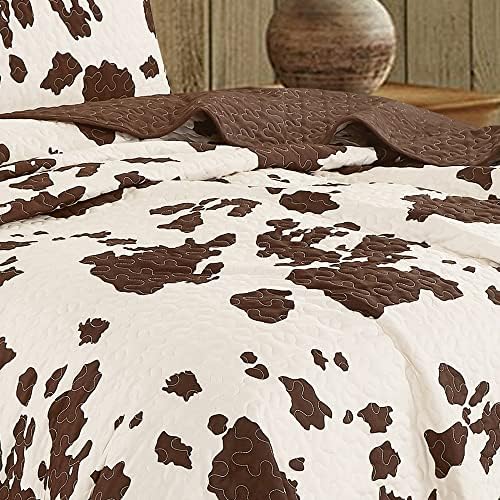 Linen Mart Southwestern Rustic Cowhide Quilt Set - Queen 3 Piece