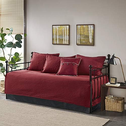 Madison Park Reversible Daybed Cover Set Plaid Red 75x39
