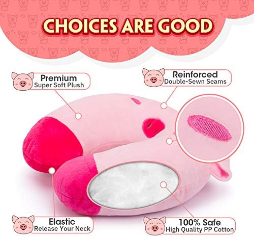 H HOMEWINS Travel Pillow for Kids with Cute Animal Design