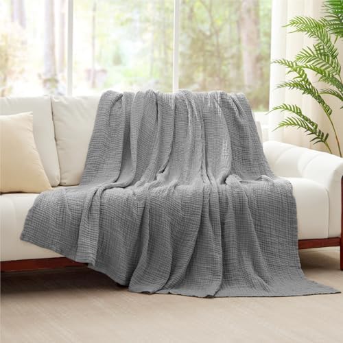 Kozyhvn 100 Cotton Muslin Blanket King 108x90 Grey