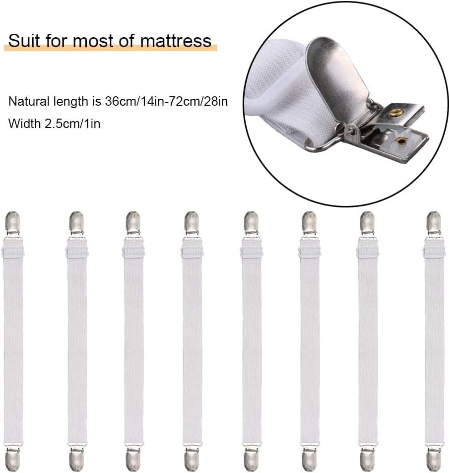 8Pcs Adjustable Sheet Straps Clips for Bed Mattress Sofa and More
