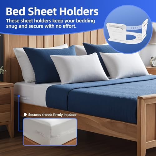 NiceTCU Bed Sheet Holders Set of 4 White