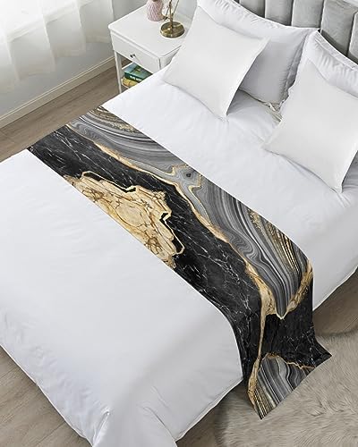 Sabolny Abstract Marble Bed Runner Scarf Cal King Size