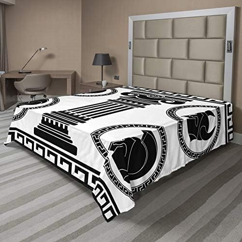 Ambesonne Retro Flat Sheet Black and White Patterned