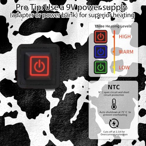 USB Heated Cow Throw Blanket 50x60 with 3 Heat Levels