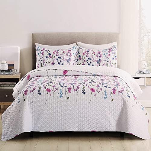 Green Essen Summer Floral Quilt Set FullQueen Size 1