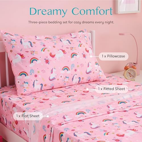 Joiedomi Kids Twin Sheet Set with Unicorn Print