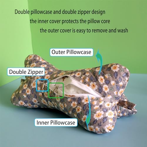 ZHIWEIKJ Dog Bone Travel Neck Pillow with Zipper Cover