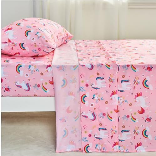Joiedomi Kids Twin Sheet Set with Unicorn Print