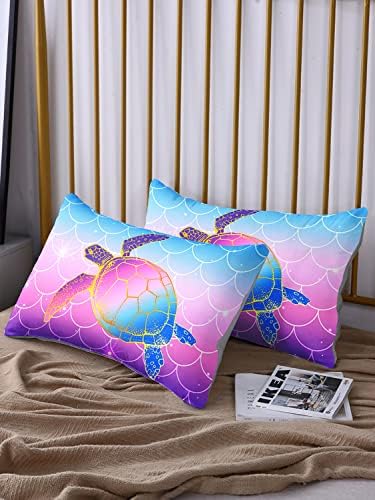 HOSIMA Glitter Star Mermaid Fish Scales Twin Fitted Sheet Set