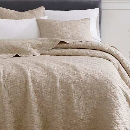 Palassio Dark Beige Cotton Quilt Queen Set with Pillow Shams
