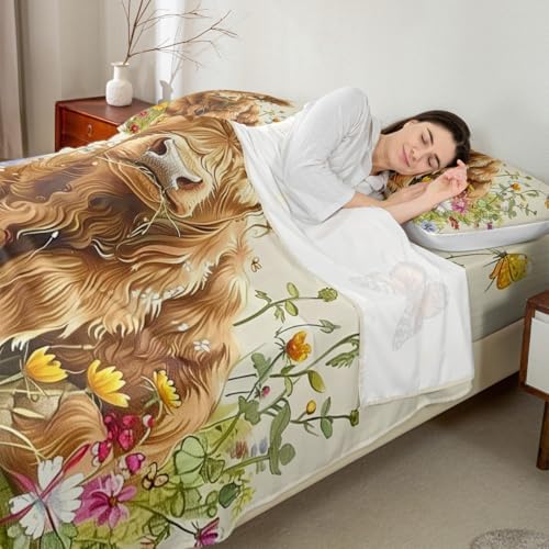 Jejeloiu King Size Highland Cow Bed Sheet Set