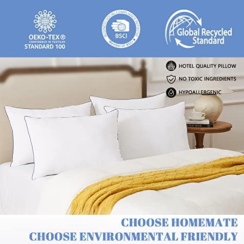 Homemate Bed Pillows - Queen Size Set of 4 Allergy Friendly