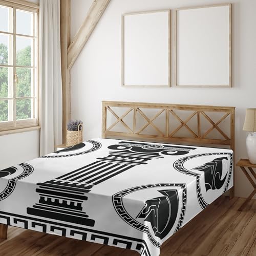 Ambesonne Retro Flat Sheet Black and White Patterned