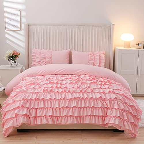Holawakaka Pink Waterfall Ruffle Comforter Set