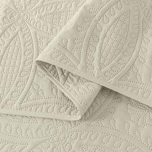 Chezmoi Austin 3-Piece Oversized Bedspread Set King Ivory