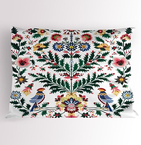 Ambesonne Christmas Pillow Sham Green White Multicolor