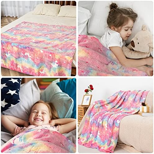 Glow in the Dark Unicorn Blanket 50x60 inch Flannel