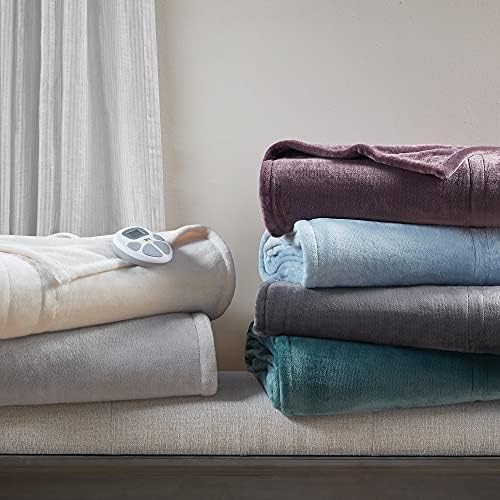 Serta Luxuriously Soft Plush Electric Blanket Sea Blue Full