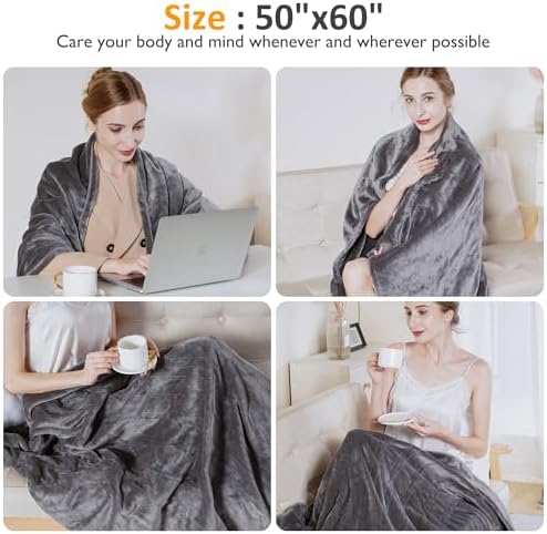 SUNVIVI Heated Throw Blanket 50x60 Grey