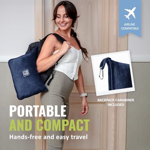 BOACAY Soft Warm Travel Blanket with Pillow and Luggage Sleeve