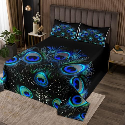Erosebridal Peacock Feather Bedspread Set for Kids
