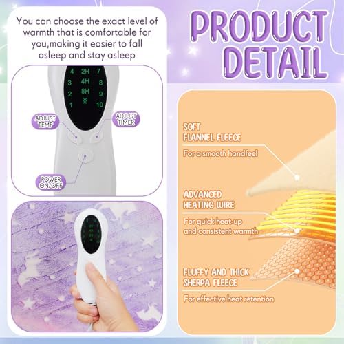 Kids Heated Blanket with 10 Levels and Glow in the Dark Design
