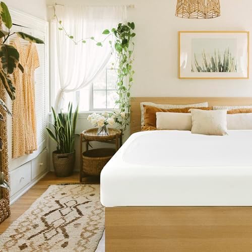 Biscaynebay Queen Bed Skirt Ivory Stretchy Box Spring Cover
