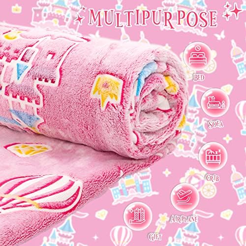 Princess Blanket for Girls - Glow in The Dark Pink Throw